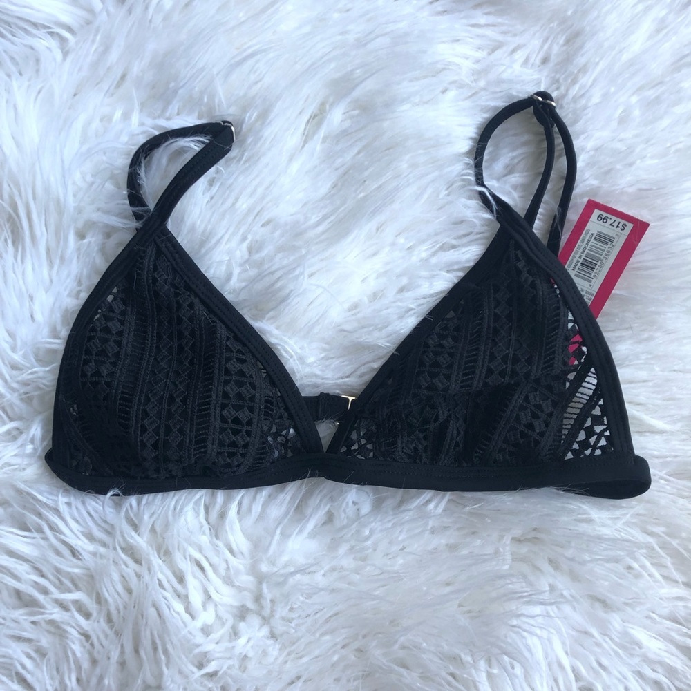 Black Detailed Bikini Triangle Top